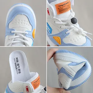 Children's high-top sneakers with color-blocked design and soft flexible sole detail shots