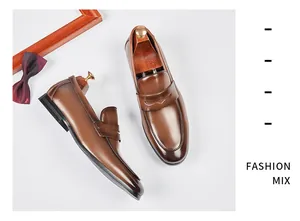 Mocasines de cuero marrón para hombre con elegante estilo británico y diseño casual de negocios