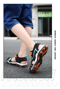 Outdoor shot of kids' sports sandals with breathable mesh and durable non-slip soles