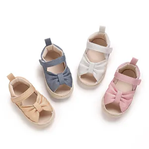 Variety of soft-sole baby sandals with cute bow design for infants 0-1 year