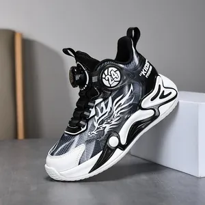 Boys basketball shoes with breathable mesh and rotary dial closure for kids