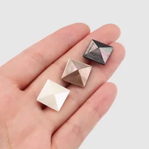 Set of three premium square pyramid mother of pearl buttons for women blouses and high-end tops