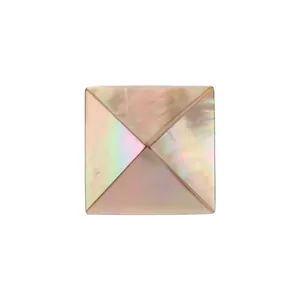 Premium square mother-of-pearl shell button with iridescent finish for designer clothing