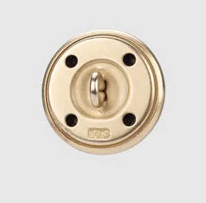 Back detail of Japanese premium copper button showing the silver-soldered shank