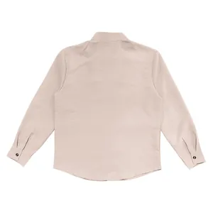 Back view of a casual men's vintage linen long sleeve shirt showing soft fabric texture