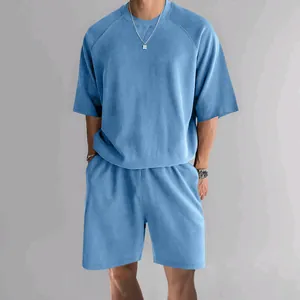 Ensemble Deux Pièces Homme Décontracté French Terry Top And Bottom T-Shirt Manches Courtes Et Short Coupe Ample