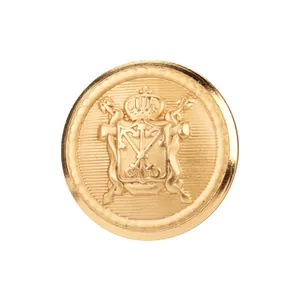 Hochwertiger goldener Messingknopf für Mäntel mit geprägtem königlichem Wappen