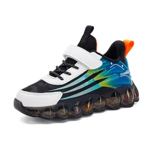 Durable children's sneakers with velcro strap and soft sole in blue gradient