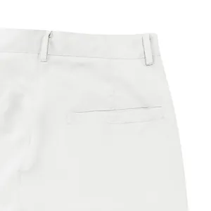 Close-up detail of pocket and stitching on white men's casual cargo joggers pants