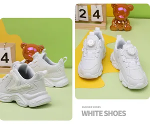 Chaussures de course blanches pour enfants avec matériau respirant et cadran