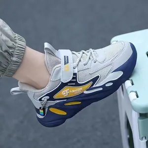 Chaussures de Sport pour Garçons Course à Pied Maille Respirante Cuir Synthétique Baskets Antidérapantes pour Grands Enfants École