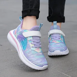 Girls Breathable Mesh Sneakers Rainbow Gradient Running Shoes For Kids Lightweight Non Slip School Athletic Sneakers