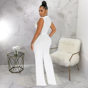 Detailed back view of an elegant white sleeveless wide-leg jumpsuit for women outfit