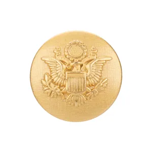 Premium χρυσό μεταλλικό κουμπί με ανάγλυφο έμβλημα αετού και ανάγλυφη επιφάνεια