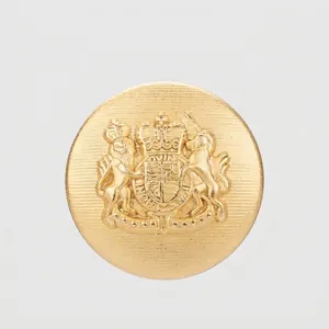 Premium Brass Buttons Set British Royal Emblem Embossed Gold Metal Buttons For Suit Overcoat Blazer Clothing Accessories