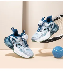 Sneakers per bambini in mesh traspirante con fibbia rotante e suola antiscivolo blu