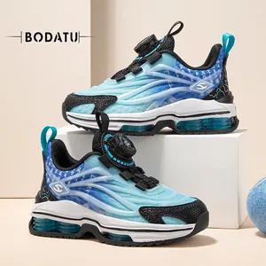 Chaussures de sport pour enfants en maille respirante avec boucle rotative bleue
