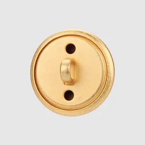 Premium high-end gold brass metal button for suits and coats, back view with shank