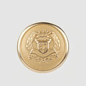 Botones de Metal de Latón Ecológicos Relieve Heráldico Británico Retro Corona Escudo Para Blazer Traje Abrigo Costura