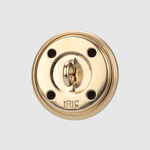 Botón de latón dorado de alta calidad para prendas con grabado IRIS elegante