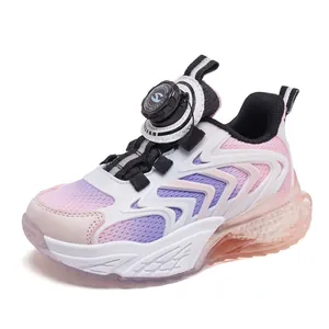 Scarpe sportive per bambini sfumate rosa con mesh traspirante e sistema di chiusura a manopola