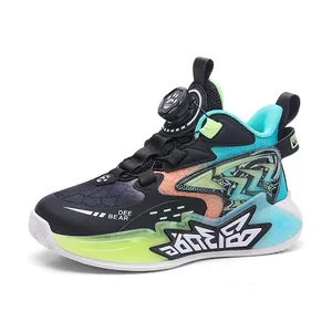 High-performance boys' breathable mesh basketball shoes featuring a convenient rotating buckle