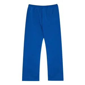 Detailed front view of royal blue men's straight-leg casual oversized loose trousers