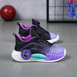 Zapatillas de baloncesto infantiles con cierre rotativo y malla superior transpirable