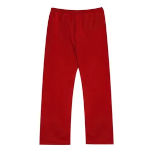 Classic mens red straight-leg casual pants in an oversized loose fit for summer
