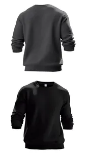 Detailed view of men's waffle knit crewneck sweater in black and charcoal gray