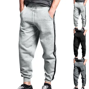 Men's casual side stripe joggers in grey and black shown with color variations