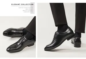 Detailed view of men's genuine leather Oxford shoes for formal business or wedding.
