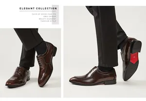 Close-up detail of men's brown leather Oxford shoes for formal business wedding