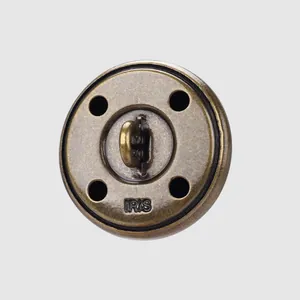 Vintage brass metal button with IRIS engraving and shank back for high-end clothing