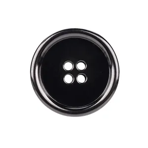 Bouton en laiton noir brillant à quatre trous pour costumes et manteaux haut de gamme