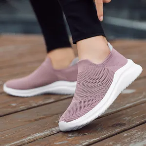 Unisex Fly-knit Sock Shoes Breathable Mesh Slip-on Casual Sneakers Lightweight Athletic Running Shoes For Men And Women