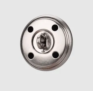 Detailed view of a premium brass shank button with a brushed metal finish.