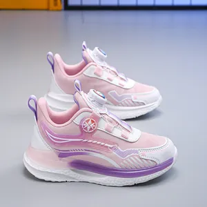 Rosa und lila Kinder Sportschuhe mit wasserdichtem Leder und Drehverschluss-Knopf