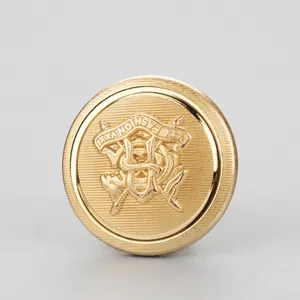 Vintage British Style Brass Buttons Embossed Crest Shank Metal Buttons Gold For Suit Blazer Coat High End DIY Craft Buttons