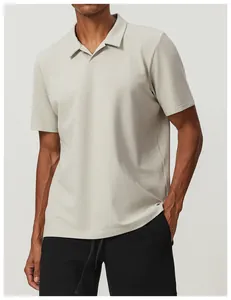 Close-up of a men's breathable cotton sport polo shirt perfect for golf or casual tennis.