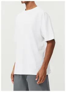 Professional side view of a premium white breathable cotton sports t-shirt for men