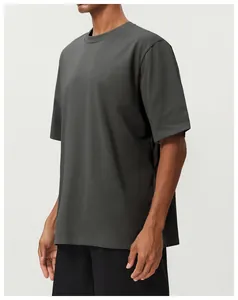 Men's breathable cotton sports T-shirt in charcoal gray for fitness and outdoor wear.