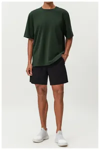 Premium breathable men's dark green cotton sports T-shirt for gym, running and citywalk