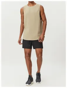 Close-up of breathable cotton sports tank top for men, moisture wicking running vest.