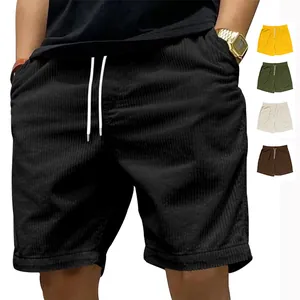 Men's retro corduroy cargo shorts with drawstring waist and multiple color options.