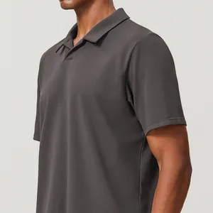 Premium charcoal grey breathable cotton sport polo shirt for men's golf and tennis