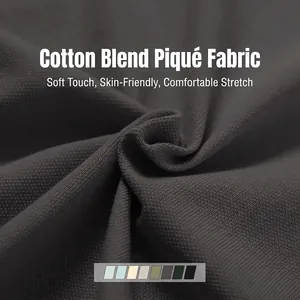 Close-up of cotton blend pique fabric for athletic polo shirts showing texture and colors