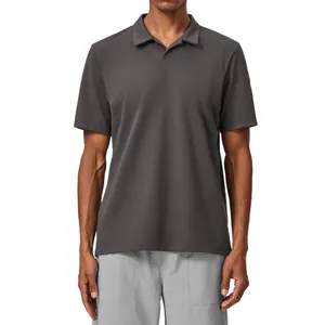Men's loose breathable charcoal grey sports Polo shirt for golf and tennis