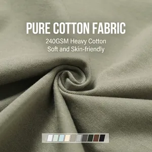 Macro shot of 240g heavy pure cotton fabric texture for T-shirts with color swatches