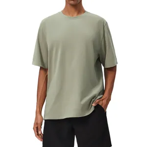 Premium breathable sage green cotton t-shirt for men's athletic training and casual wear
